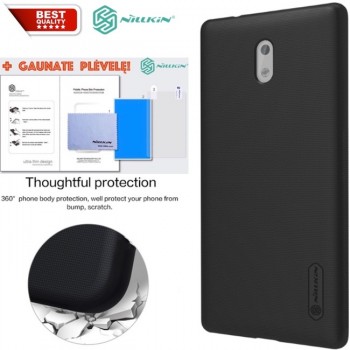 Juodas Frosted shield serijos dėklas + plėvelė Nillkin (NOKIA 3)